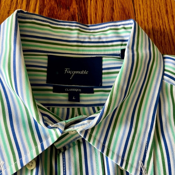 Facconable classique Men’s Button Down Striped Shirt - Large - Picture 3 of 11